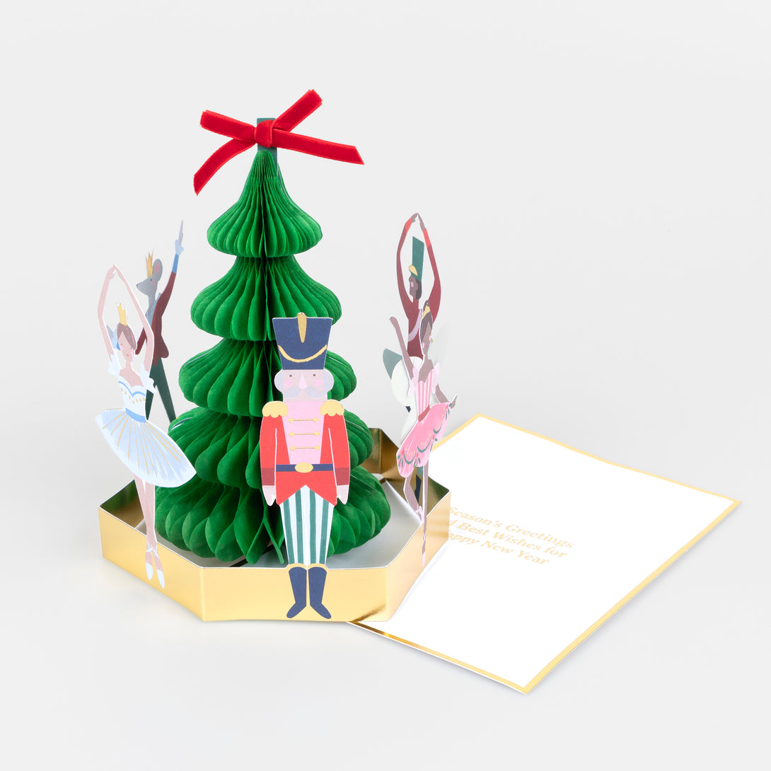 Our 3D Christmas card features a honeycomb Christmas tree and Nutcracker ballet characters for a wonderful look. Image1