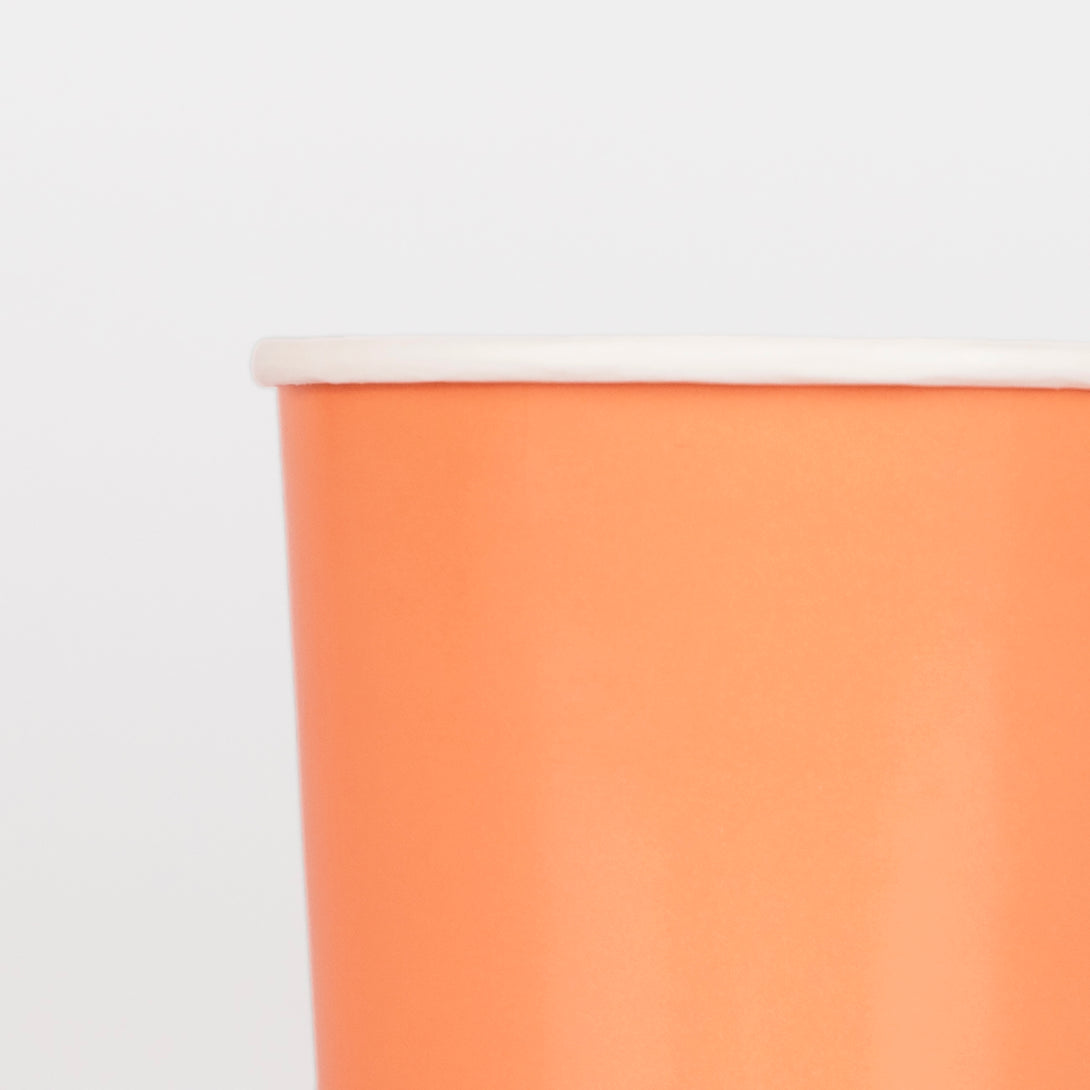 Our paper cups, in a bright orange colour, will look great at a safari party or tropical party.