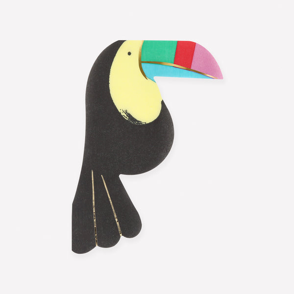 Our toucan shaped napkins are made from 3-ply paper, practical and decorative for a jungle party or rainforest inspired celebration. Image1