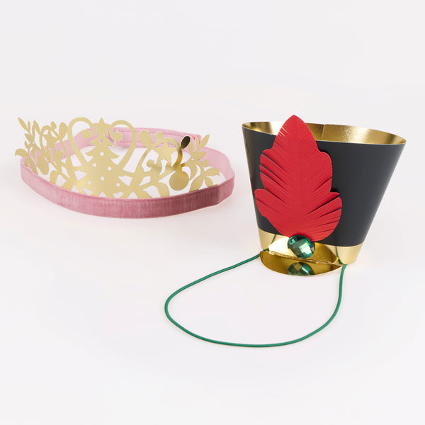 Our Christmas party hats set features paper tiaras with velvet bands and paper soldier hats with paper feathers, based on NYCB The Nutcracker. Image1