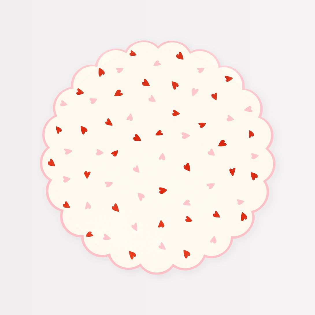 Our party plates, with hearts and a scalloped edge, are stylish for a romantic meal.