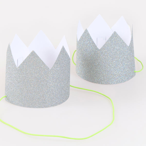 Mini Silver Glitter Crowns Image2