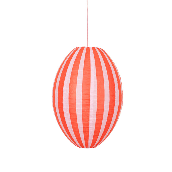 Decorate a room with our striped lanterns, crafted from paper with a pink cord for hanging. Image5