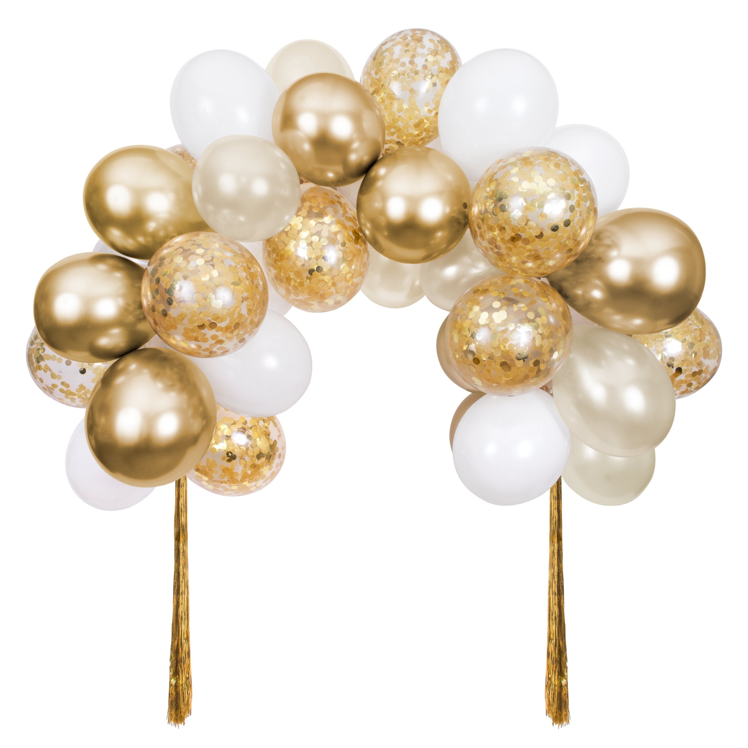 Our special balloon arch, with gold balloons, is the perfect gold anniversary decoration.