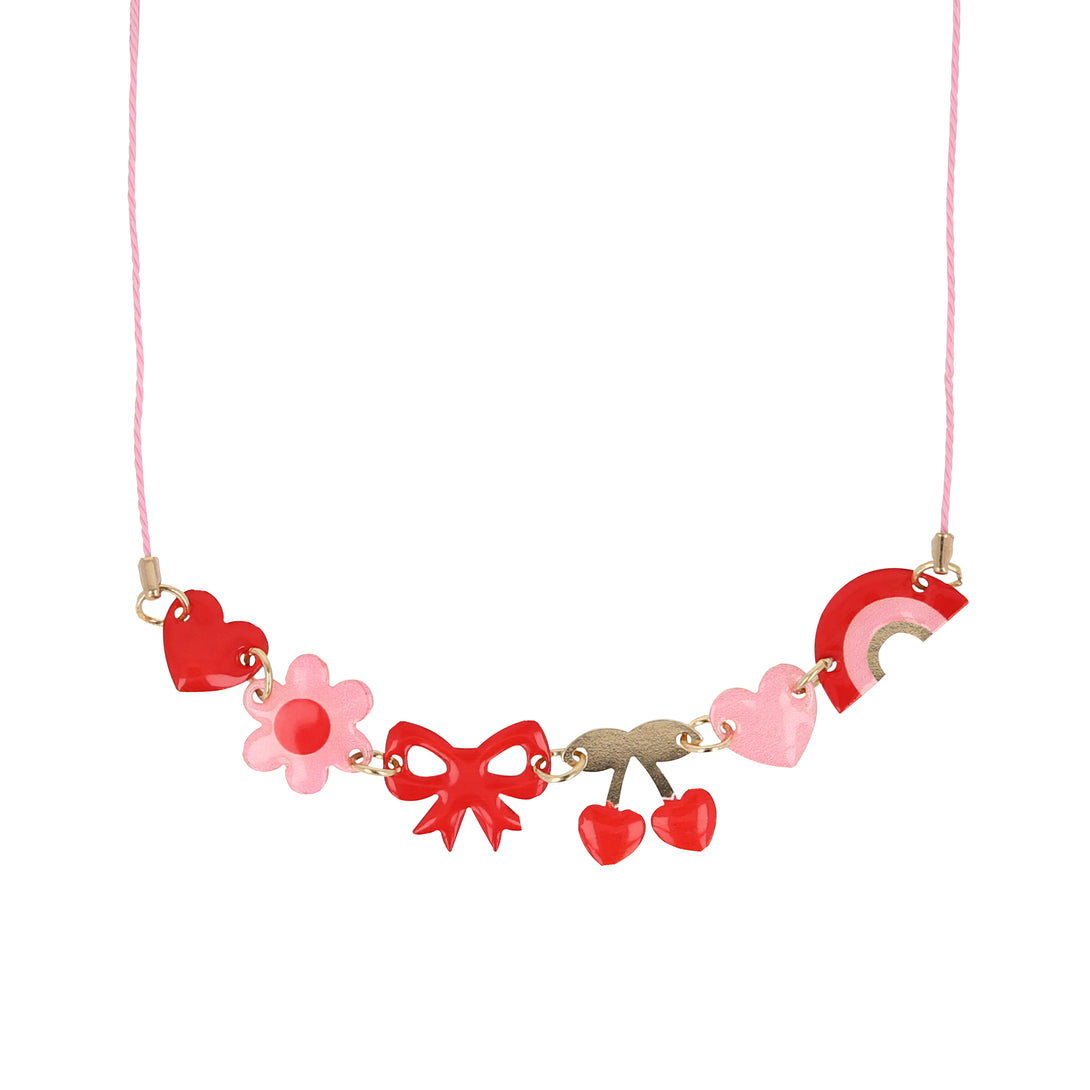 Our special enamel charm Valentine's necklace, in pink and red, is a fabulous Valentine's gift.