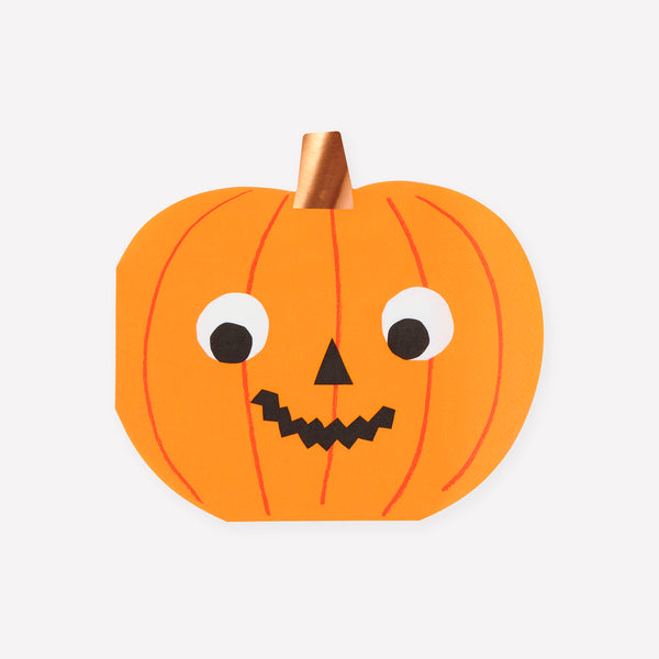 Unsere Halloween-Servietten in Form eines fröhlichen Kürbisses sind ideal, um Ihren Partytisch praktisch und dekorativ zu gestalten. Bild1