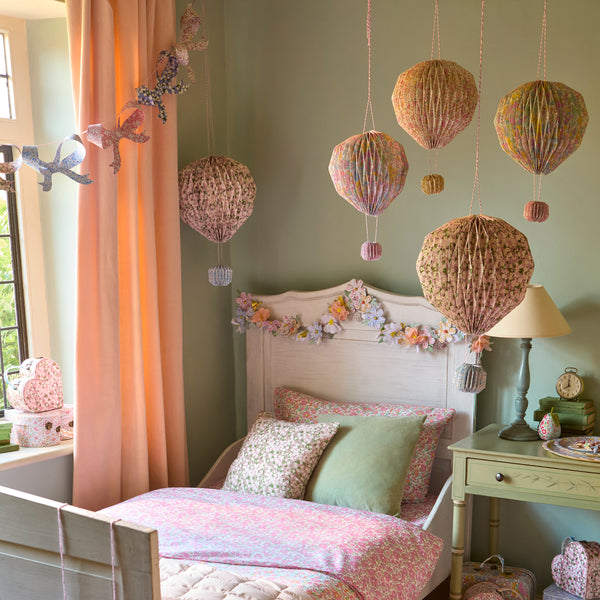 Our balloon decor set of 3 are fabulous paper decorations for hanging at parties or in the home, made with Liberty floral print designs. Image2