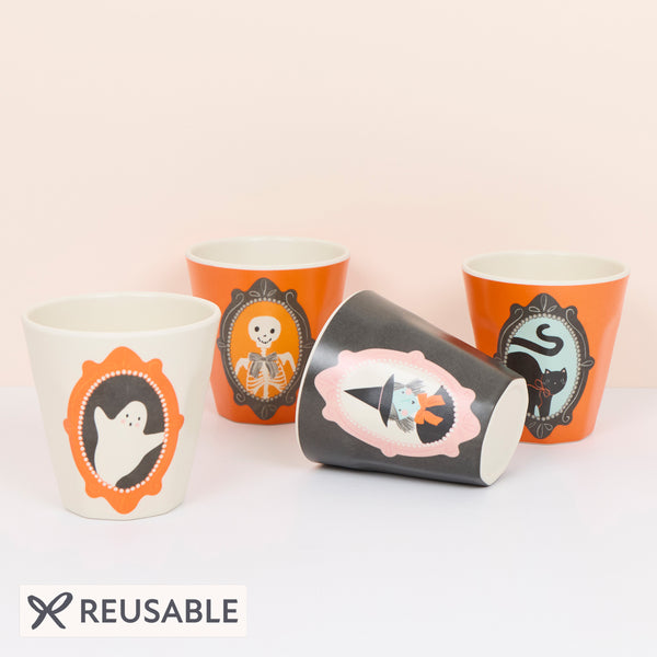 Our Halloween cups with fun character designs are made from a melamine mix, perfect to use again and again for hot and cold drinks. Image1