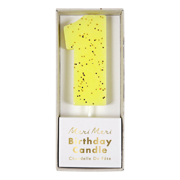 Yellow Number 1 Candle Image2