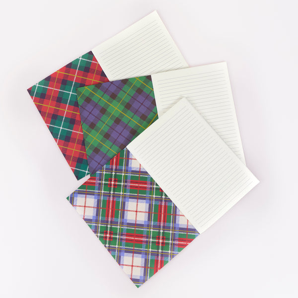 Our notebook set features 3 softcover notebooks with tartan designs in Christmas colours, perfect for someone who loves to write. Image4