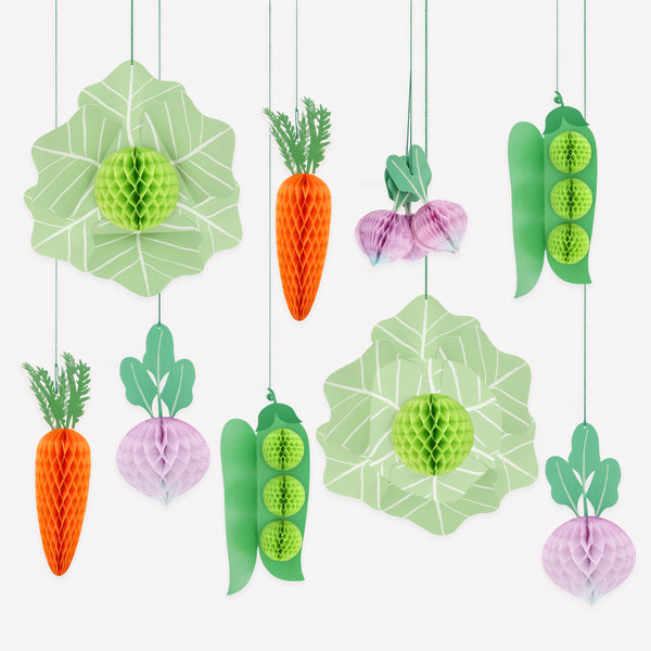 Our giant vegetable decorations make the perfect springtime decorations, with honeycomb details for fun and style. Image1