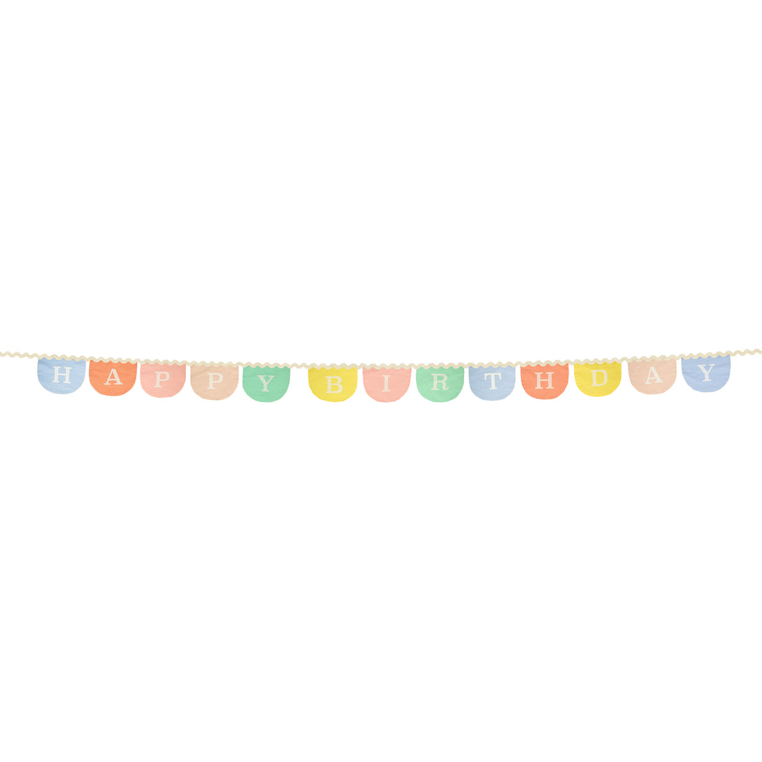 Reuse our colourful birthday garland year after year, this fabric garland is the perfect birthday wall decoration.
