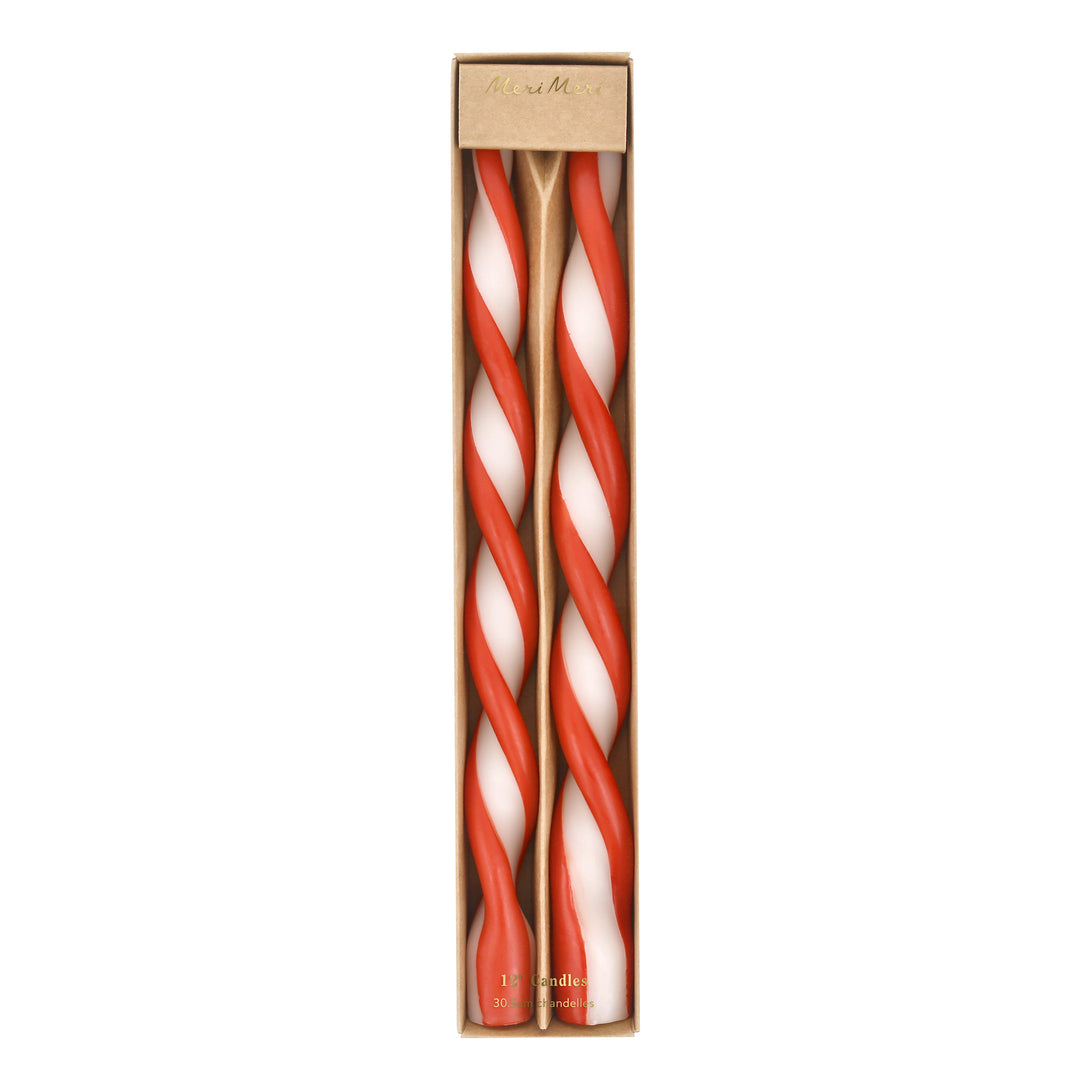 Add a colourful look to your Christmas table with our ivory candles with a stunning twist of red. Image5