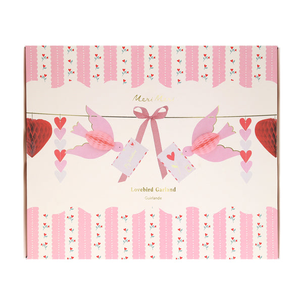 Our Valentine's decoration is a beautiful Valentine's garland with 3D hearts, love birds and gingham bows, all in pretty pink and red tones. Image4