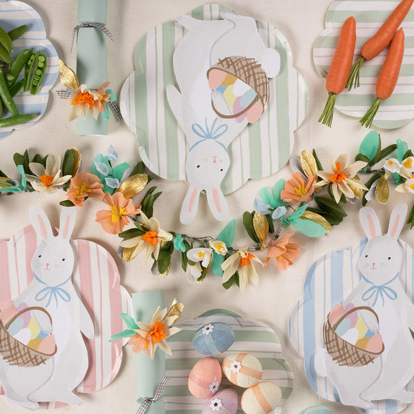 Our beautiful paper flower garland is made with crepe paper flowers and leaves and has a gorgeous gingham ribbon. Image2