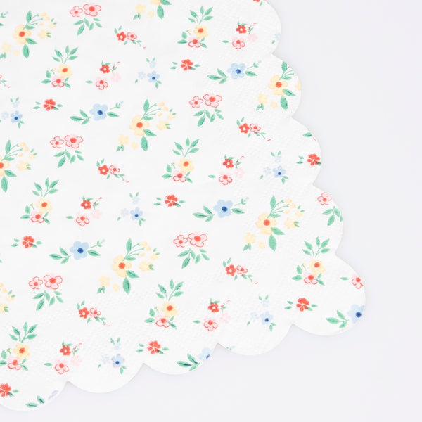 Our small paper napkins feature two classic floral designs and scalloped edges, perfect as baby shower napkins, or for bridal showers. Image2