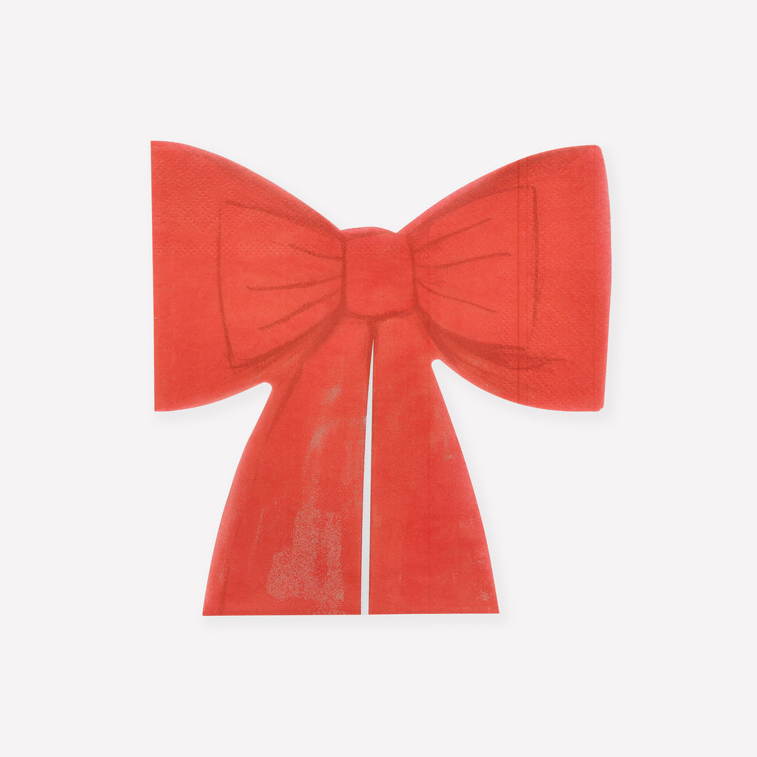 Our Christmas paper napkins, shaped like bows, are a classic festive red, ideal for a stylish dinner or party. Image1