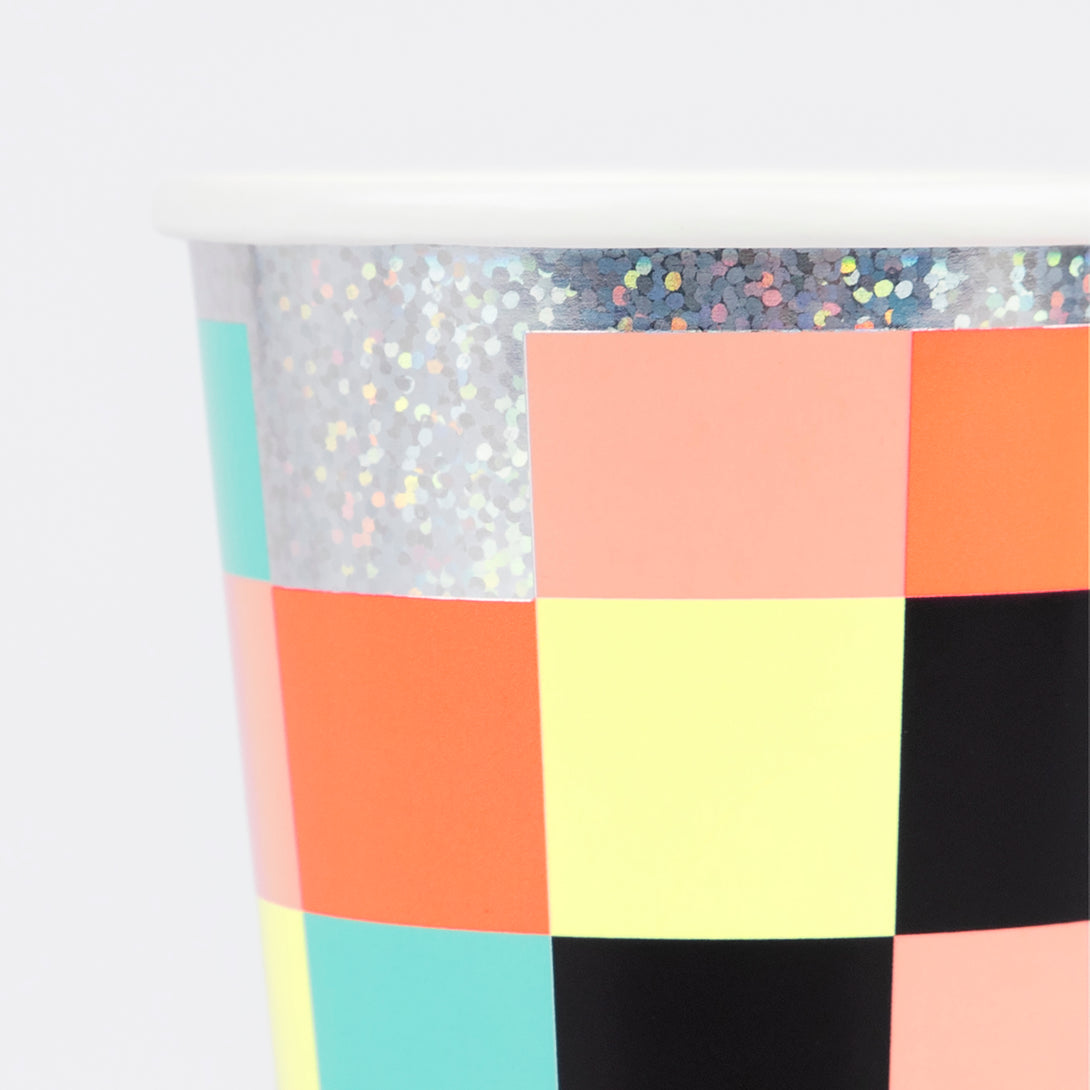 Throw a cool birthday party with a video theme with our set including paper plates, cups, napkins and an shimmering tinsel garland.  Image1