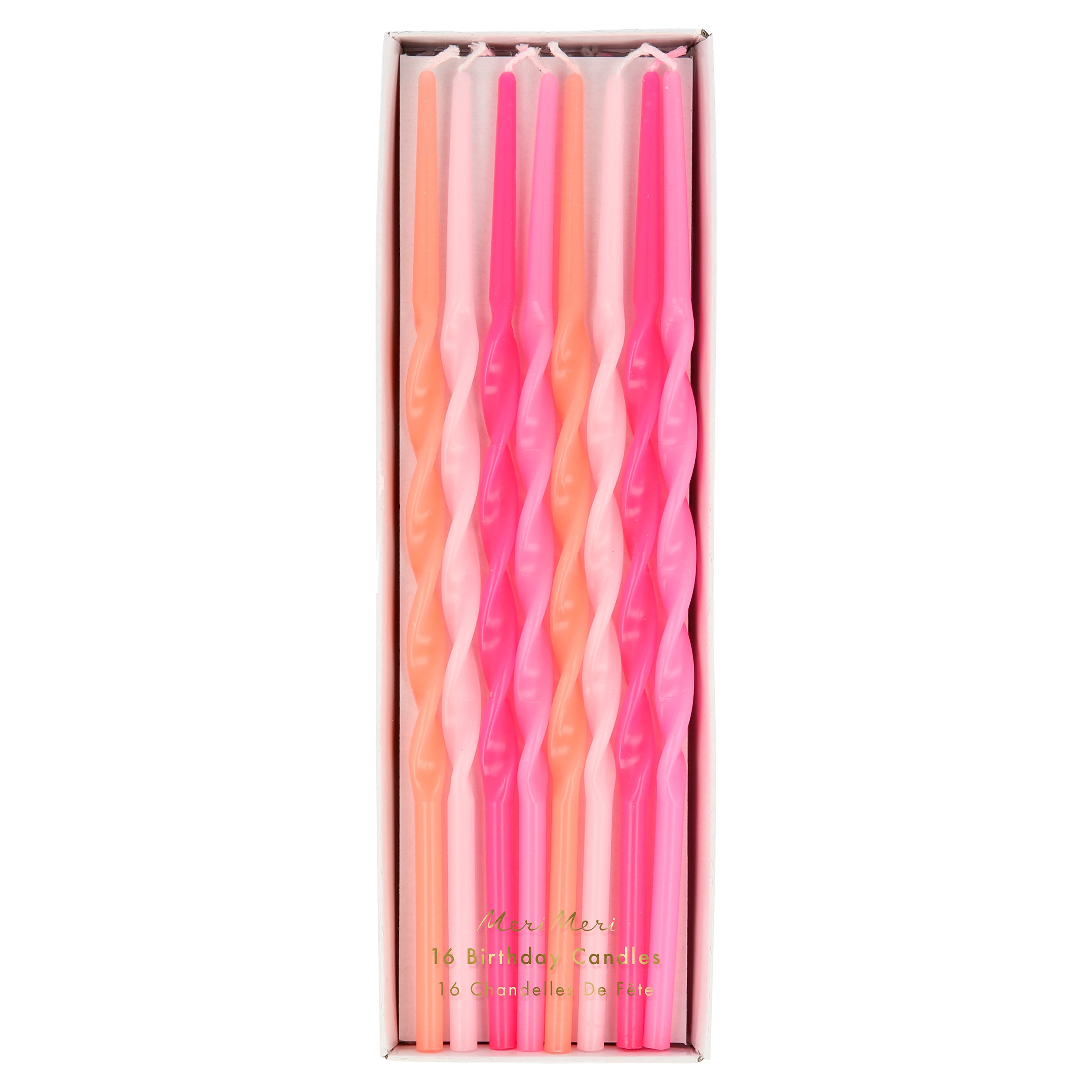 Our tall candles, with a special twisted shape, are perfect for a pink theme party, an engagement party or a baby shower.