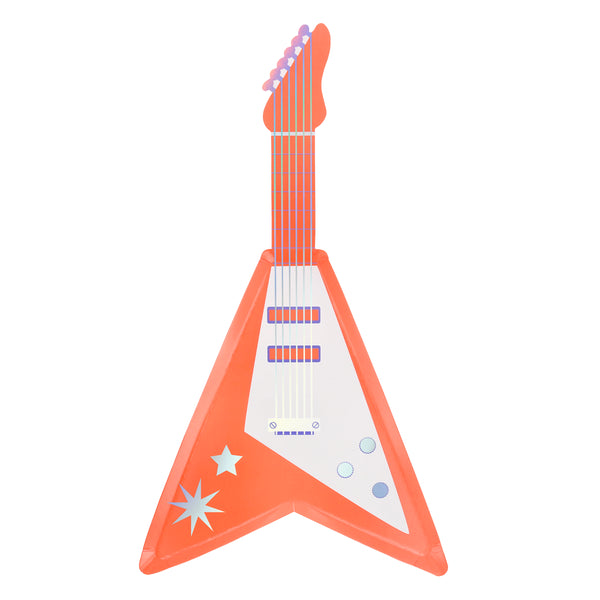 Make your rock party look amazing with our paper electric guitar shaped plates, holographic foil and neon pops of colour add style and shimmer. Image3