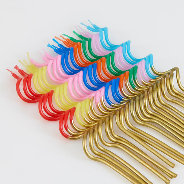 Our birthday candles are tall, swirly, vibrant and have a gold ink dipped section for style and flair. Image2