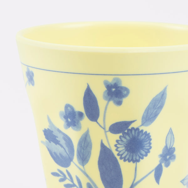 Our reusable melamine cups come in four pastel shades with a blue botanical print transfer, ideal for baby showers or bridal showers. Image2