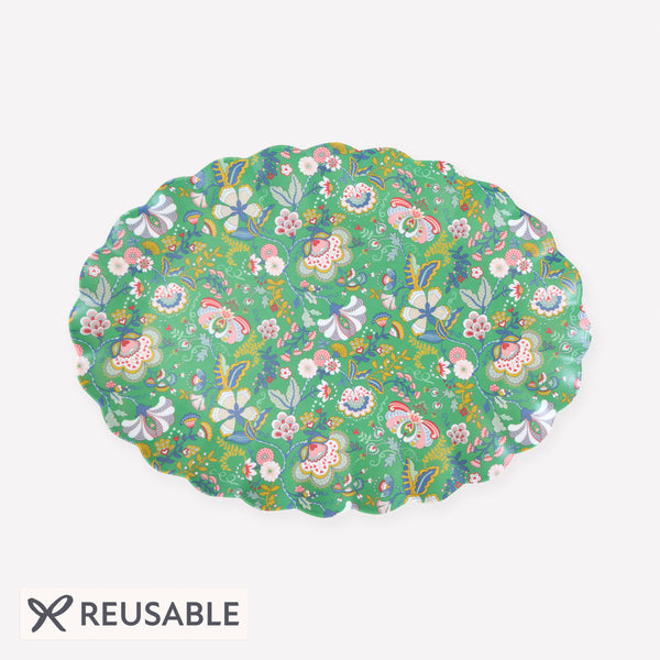 Our small Christmas platter, made from melamine, features a vibrant Liberty print design and a scalloped edge, very elegant and a lovely gift. Image1