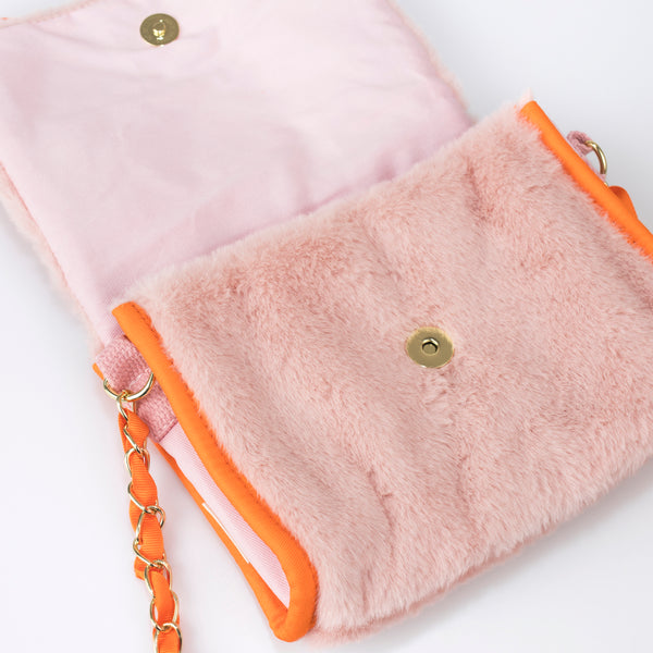 Our kids pink bag is crafted from soft plush in the shape of an adorable bunny with floppy ears. Image3