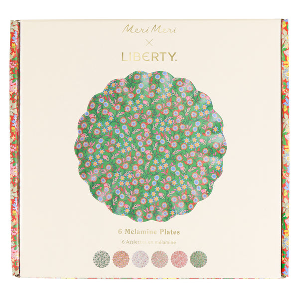 Our Christmas melamine plates feature 8 Liberty floral print designs in seasonal red and green tones for a stylish look, year after year. Image10