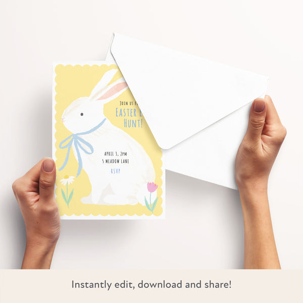 Bunny With Bow Download & Print Invitation Image3