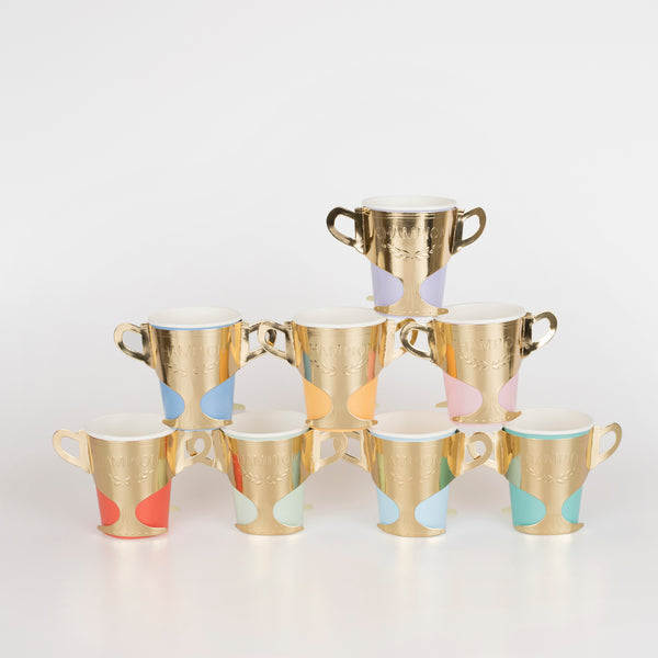 Our paper cups, made to look like gold champion cups, are perfect for a horse party.