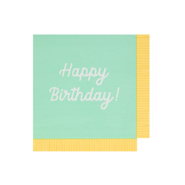Our paper birthday napkins are made in bright colours with the words Happy Birthday on them. Image3