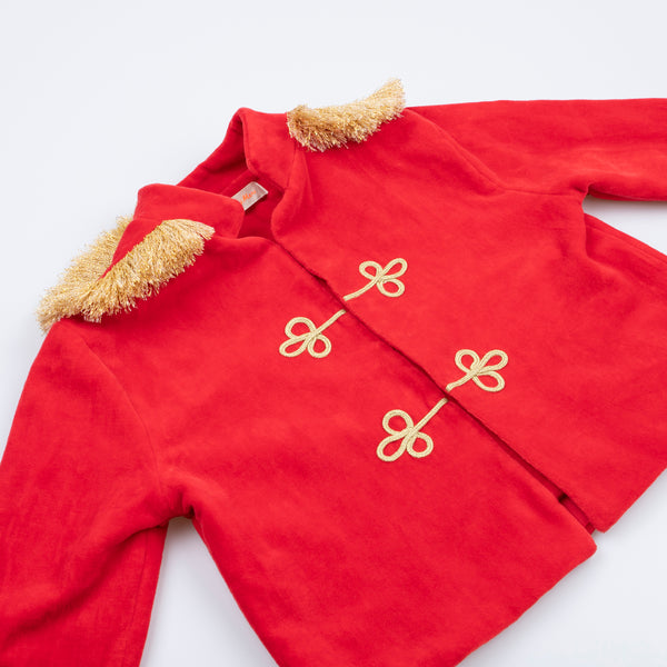 Our drummer boy soldier costume is crafted from soft velvet and plush, a traditional Christmas costume for kids. Image3