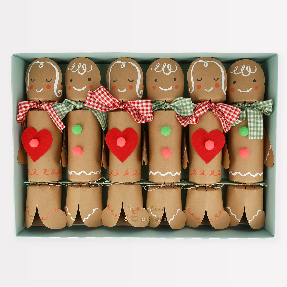 Our family crackers are crafted in the shape of gingerbread people with lots of fun embellishments and contain a fun true and false game.