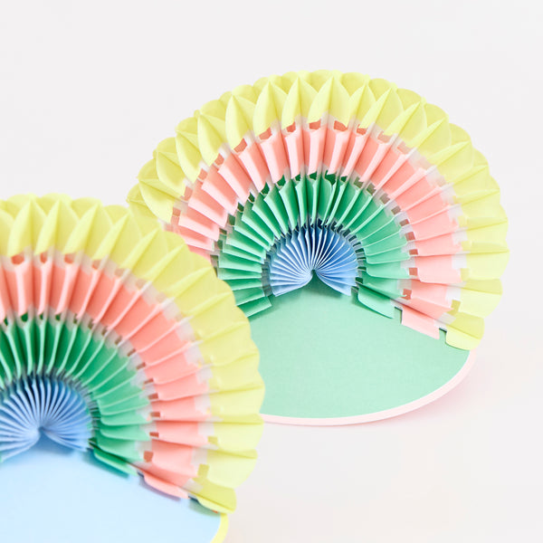 Swap plain hats for our rainbow party hats, ideal for a rainbow party, birthday or any special celebration for a stylish, fun look. Image2