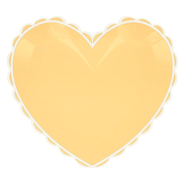 Our dinner plates, in heart shapes, feature a range of pretty pastel colours and a scalloped border. Image1