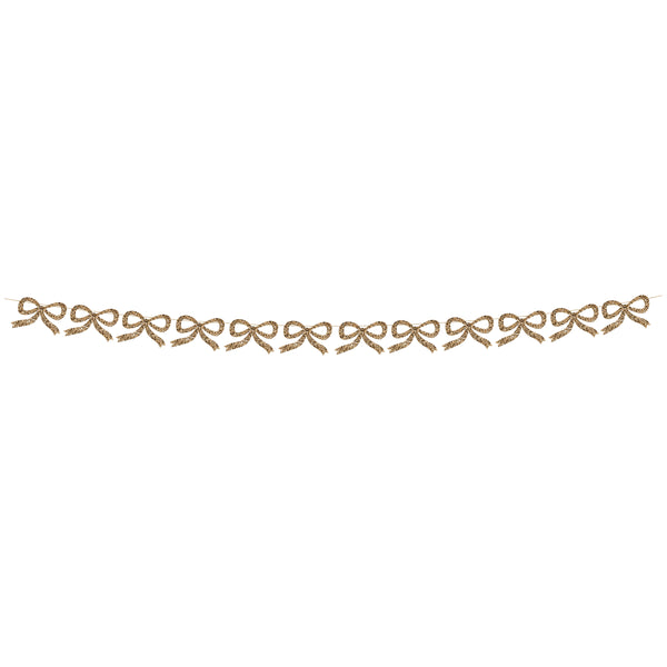 Our Christmas garland is crafted with gold glitter fabric bows, perfect for a Christmas wall decoration or Christmas table decoration. Image4