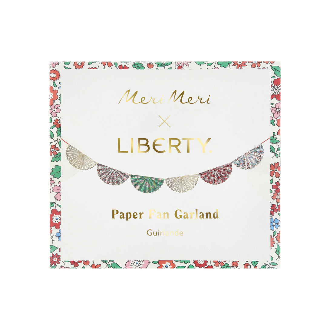 Our elegant Christmas garland has Liberty prints and matt gold foil details, pre-threaded on to a stylish red velvet ribbon. Image6