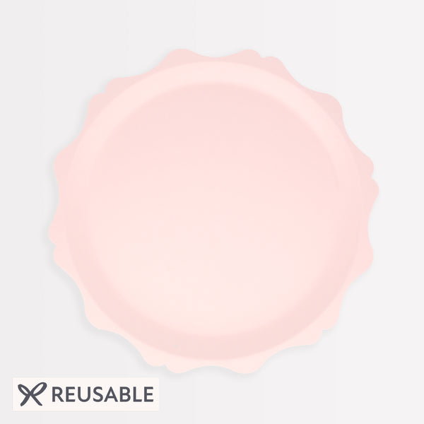 Our small compostable plates, in a soft pink colour, have a decorative edge making them look pretty for a princess park or baby shower. Image1