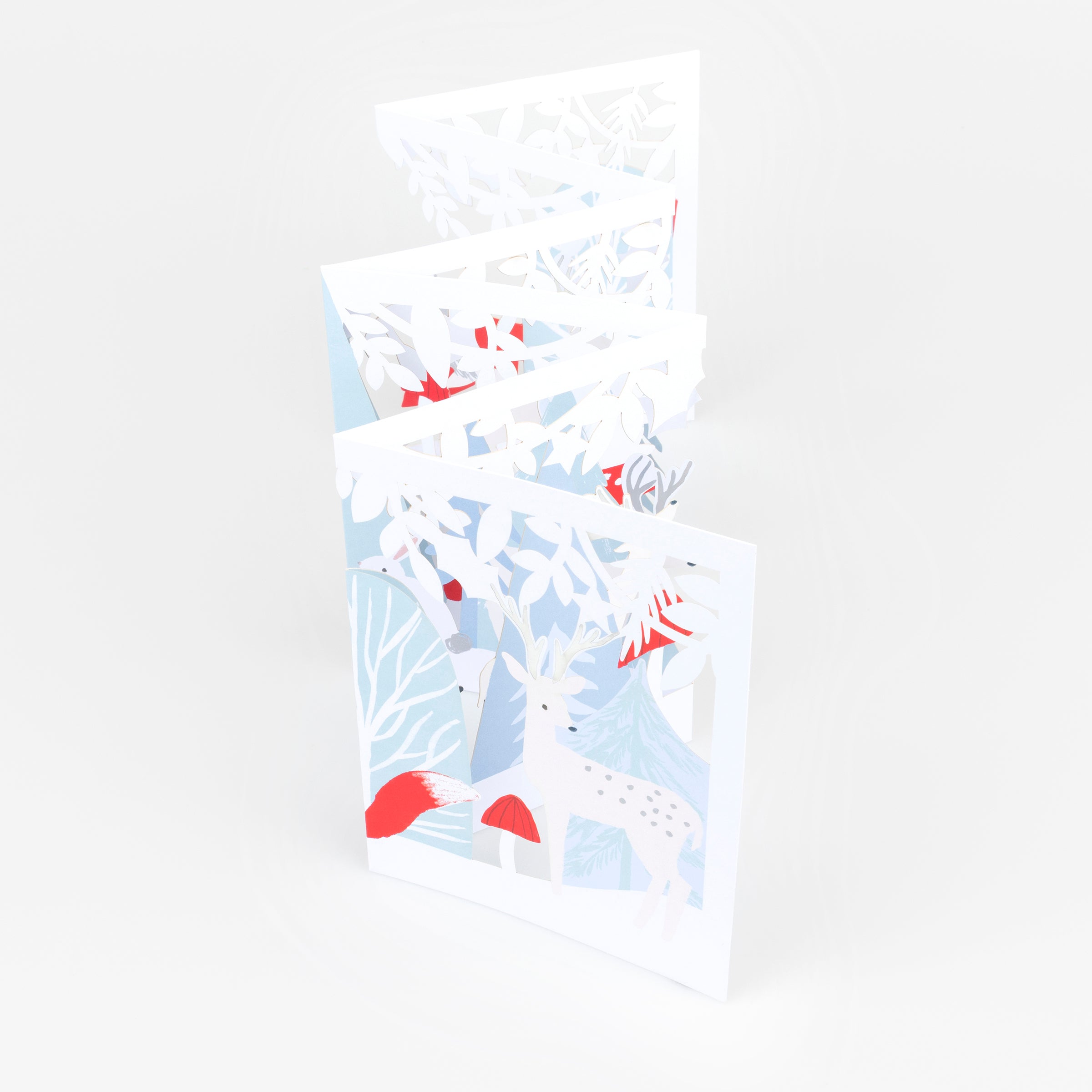 Paper D'Art Biglietto Di Natale Pop-Up 3D - Babbo Natale Nel Bosco, Taglio Laser, Fatto A Mano