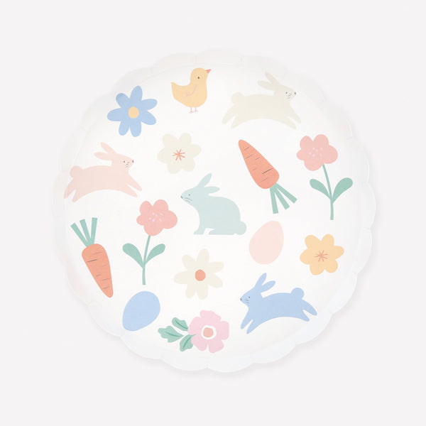 Add to your Easter decorations with our beautiful paper plates featuring classic Easter icons in soft springtime colours. Image1
