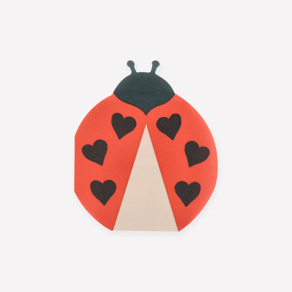 Our fun party napkins, made in 3-ply paper in the shape of an adorable ladybird, are ideal for garden parties, picnics and nature-themed parties. Image1
