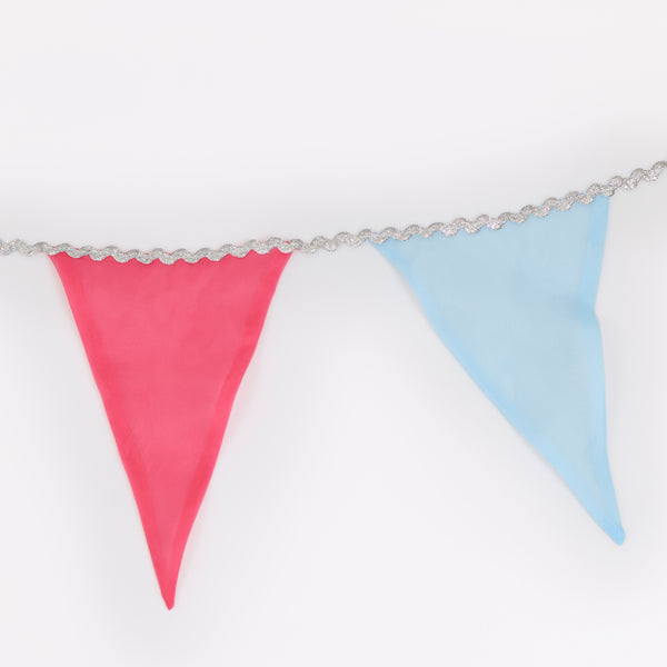 Our rainbow garland is ideal to add charm and colour to any celebration, made with organza flags in 8 colours it's reusable and decorative. Image3