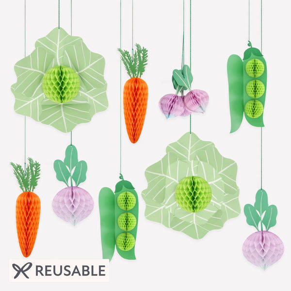 Our giant vegetable decorations make the perfect springtime decorations, with honeycomb details for fun and style. Image1