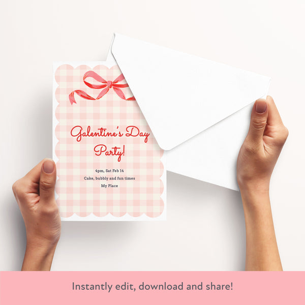 Gingham Bow Download & Print Invitation Image3