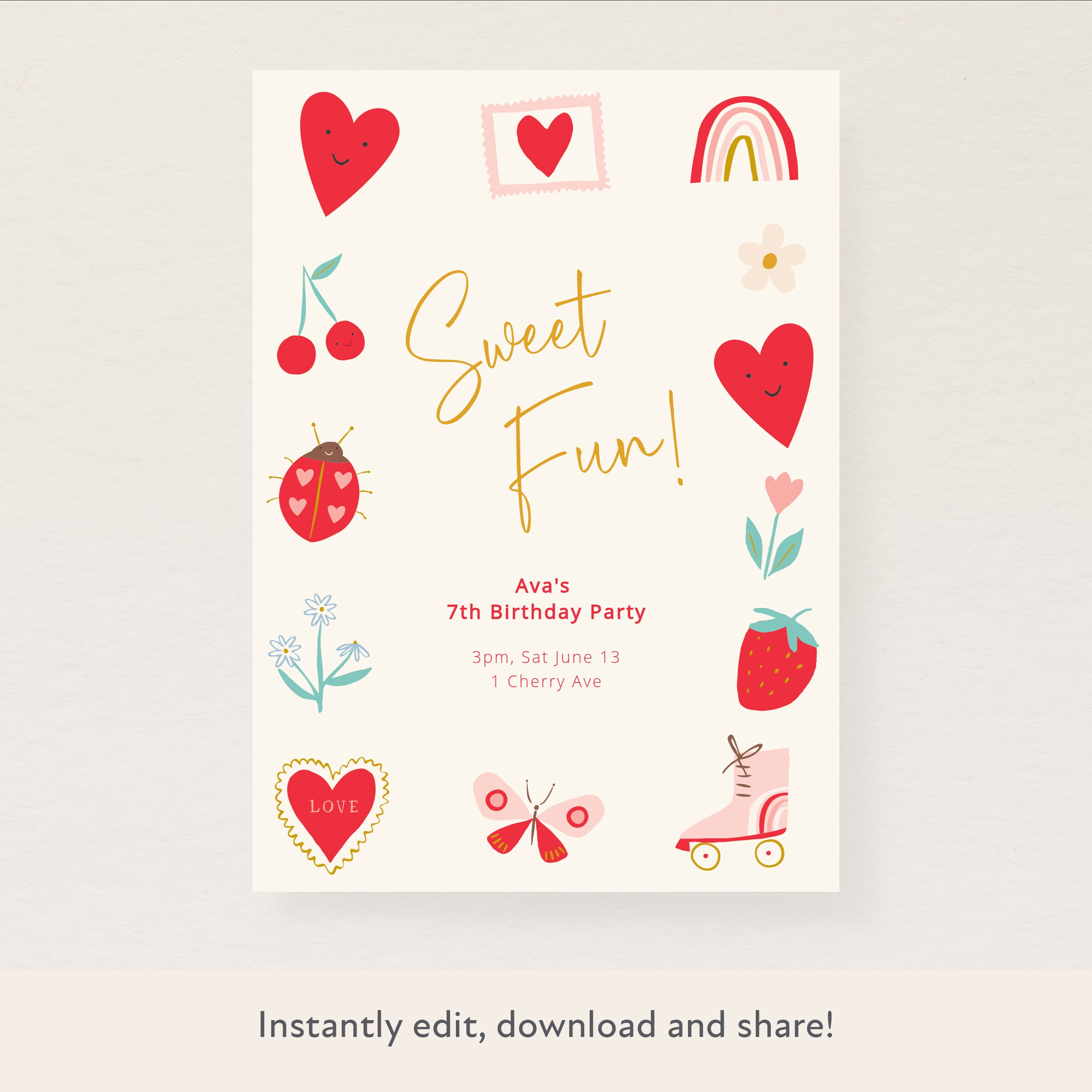Icono infantil Invitación para descargar e imprimir – Meri Meri EU