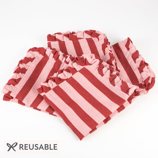 Our fabric napkins in festive red and pink are wonderful Christmas tableware. Image1
