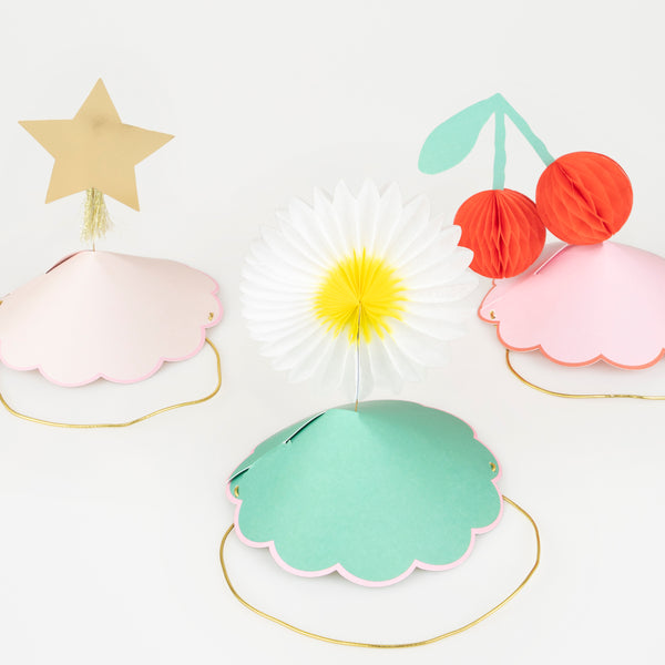 Our party hats feature flowers, cherries and stars, perfect for any special party. Image4