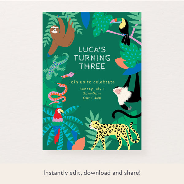 Jungle Download & Print Invitation Image1