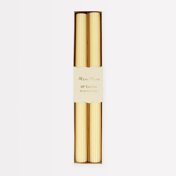 Our long candles, in a cheery yellow, look amazing on the mantel or table. Image5